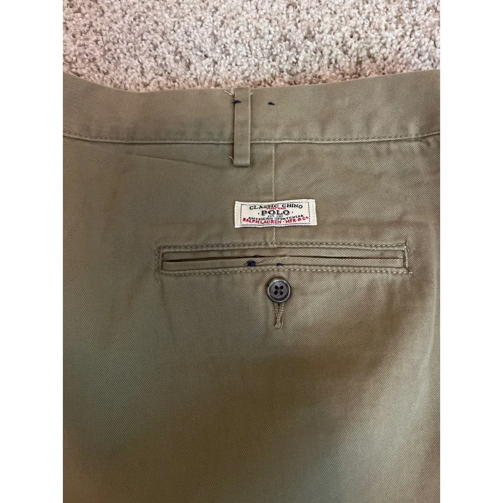 VTG Polo Ralph Lauren Men's Chino Pants 38x32 Khaki Tan Straight Leg Flat Front